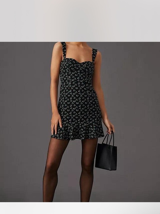 Anthropologie Dresses & Skirts - Anthropologie Black Mini Dress with White Daisy Print